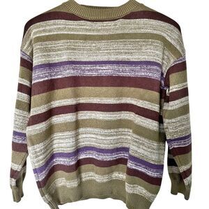 VTG Emmiol Womans Striped‎ Crew Neck Knit Sweater Small Pistachio Green Purple